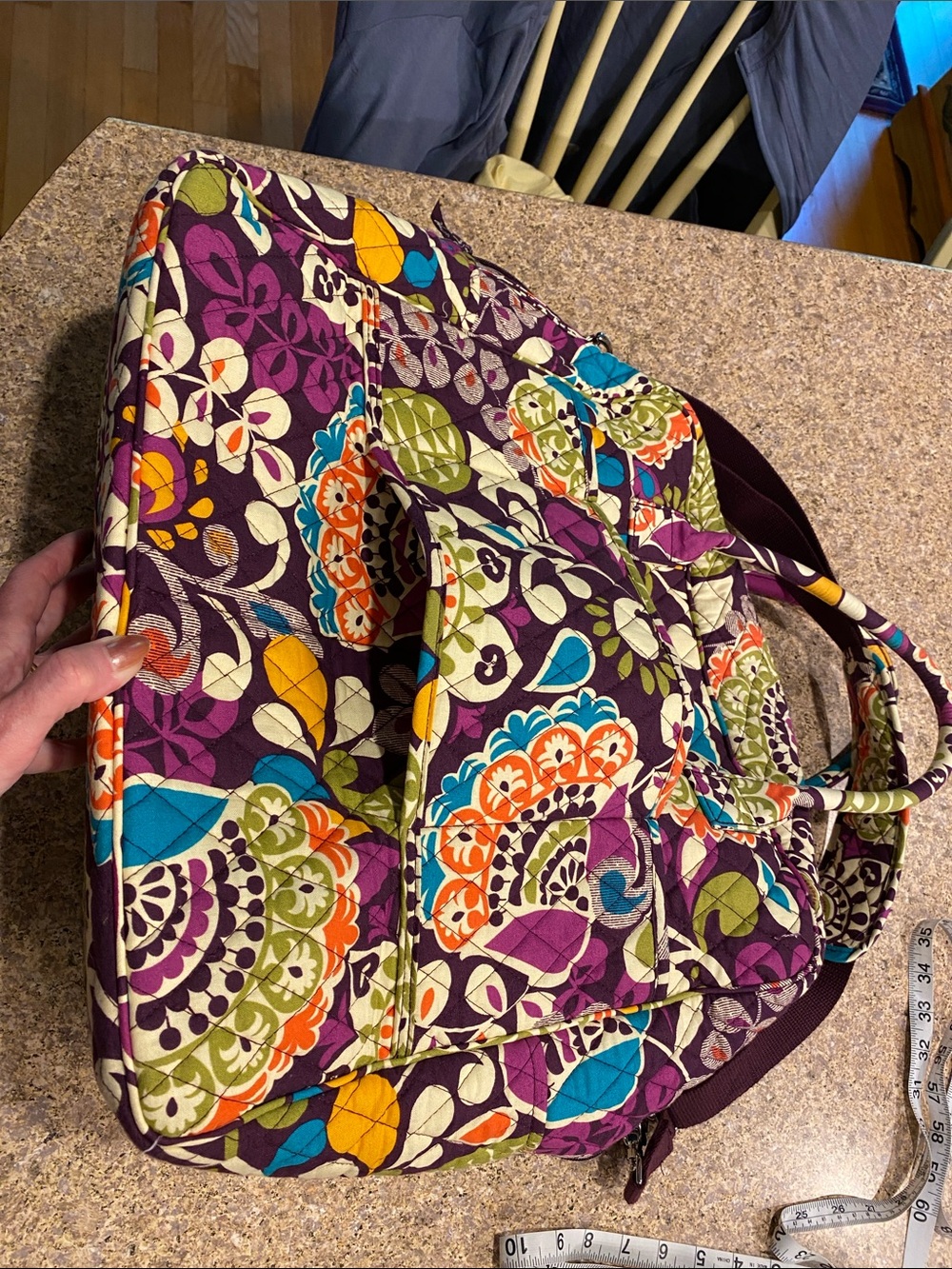 Vera Bradley Plum Crazy Quilted Travel Bag Shoulder Strap Weekender SMELLS MUSTY - Picture 9 of 17